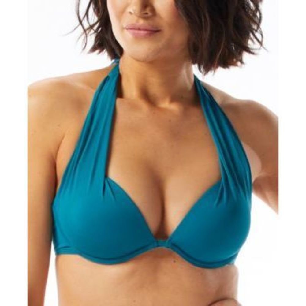 NWT Coco Reef Contours Cameo Underwire Halter Bikini Top Teal Blue 40D